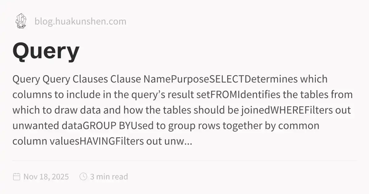 Query Needed Query