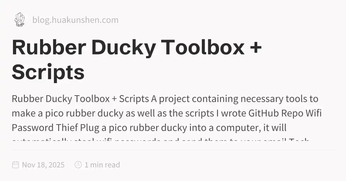Rubber Ducky Toolbox + Scripts